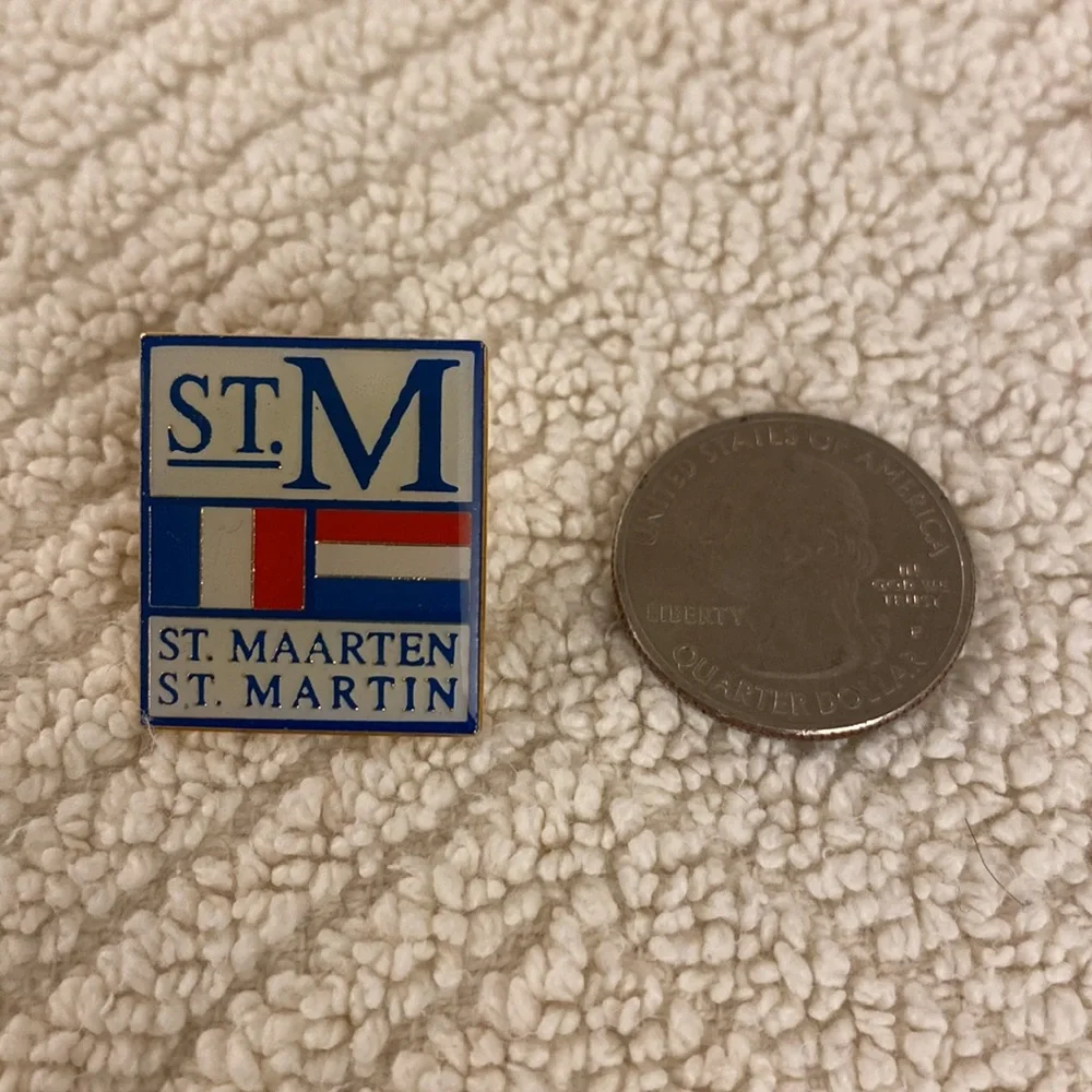 St. Maarten St. Martin Blue White Red Flag Pin